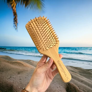 100% Bambusz hajkefe gömbölyű véggel (Normál vagy vastag szálú hajra) Ideális fejbőr masszirozásra